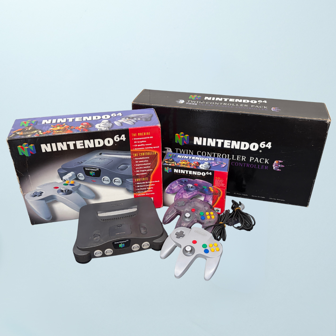 Nintendo 64 Console Twin Controller Pack (Boxed) - Memory Lane Games