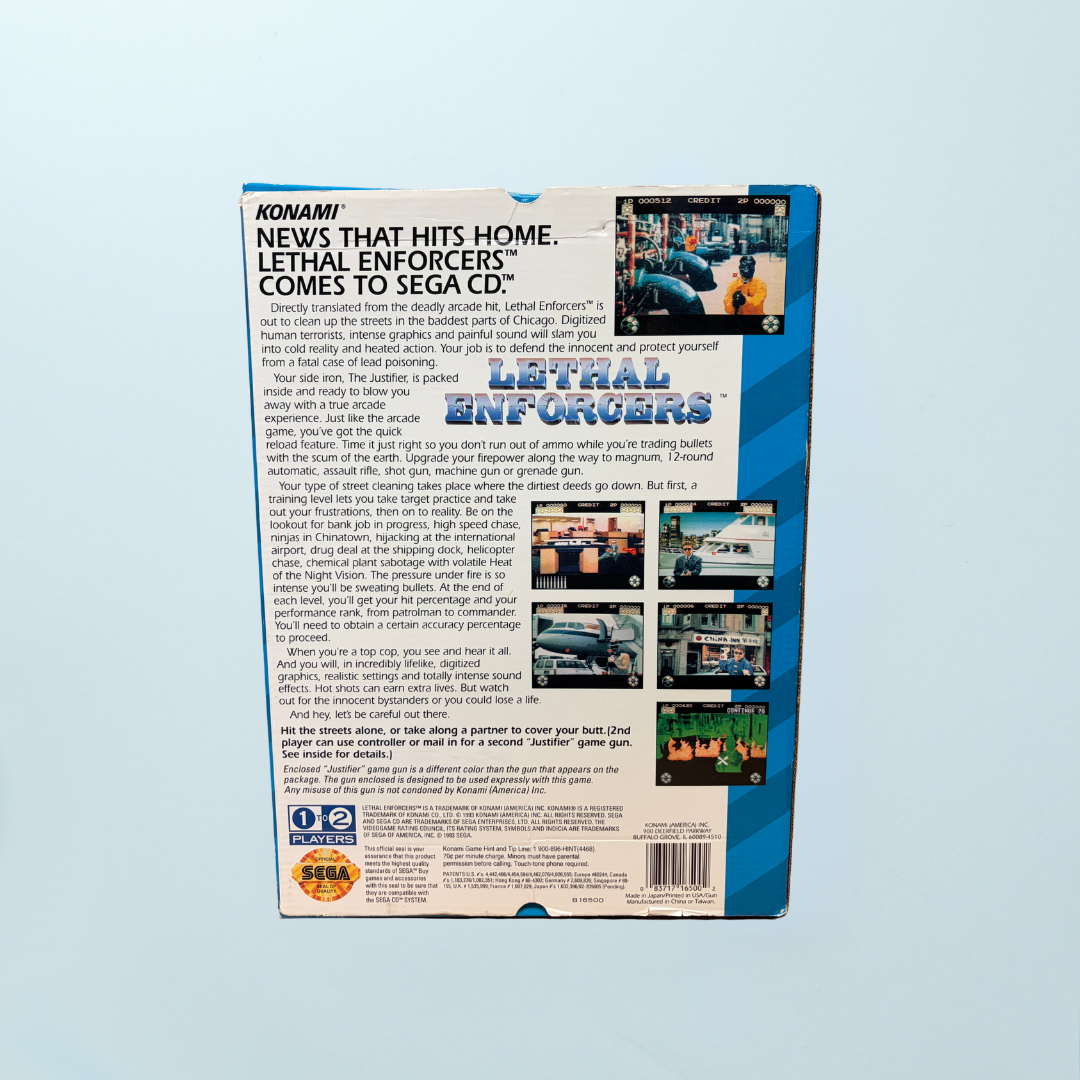 Lethal Enforcers + Justifier Gun (Sega CD Version) - Memory Lane Games